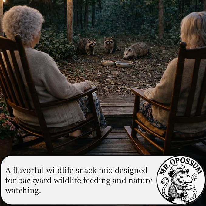 Midnight Munch™ Raccoon and Opossum Food Wildlife Treat Blend Multi Protein Backyard Wildlife Feeding Mix with Beef Lamb Chicken Salmon Corn Peanut Butter Puffs & Marshmallows (9 lb Pail)