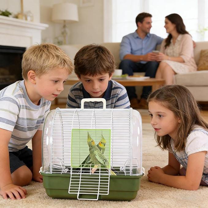 Genérico Portable Bird Cage – Stylish Bird Carrier with Portable, Carry Handle Parakeets, Lovebirds, Goldfinches and Nymphs | Multipurpose Outdoor Indoor Utility Premium