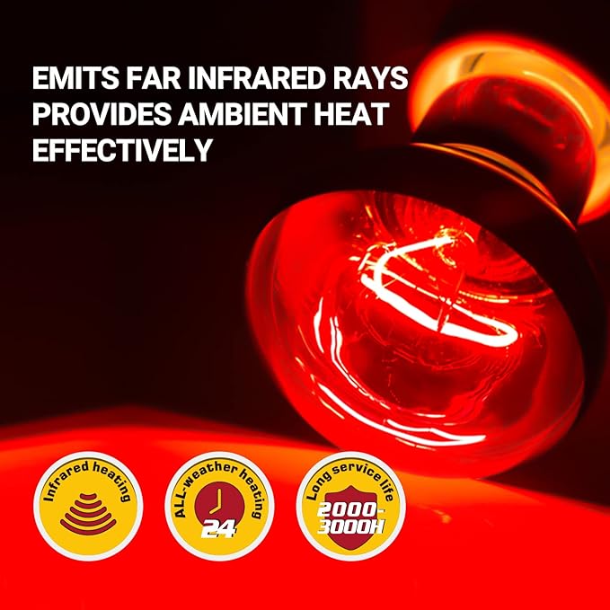 REPTI ZOO 2 Pack Infrared Heat Lamp with Gecko Feeding Ledge