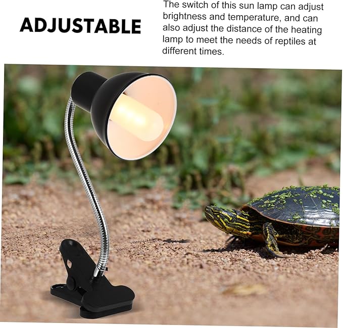 Adjustable Reptile Heat Lamp Shade for Tortoises Wide Neck and Switch ?€? Sunburn Light Rack for Reptiles for Basking and Heating