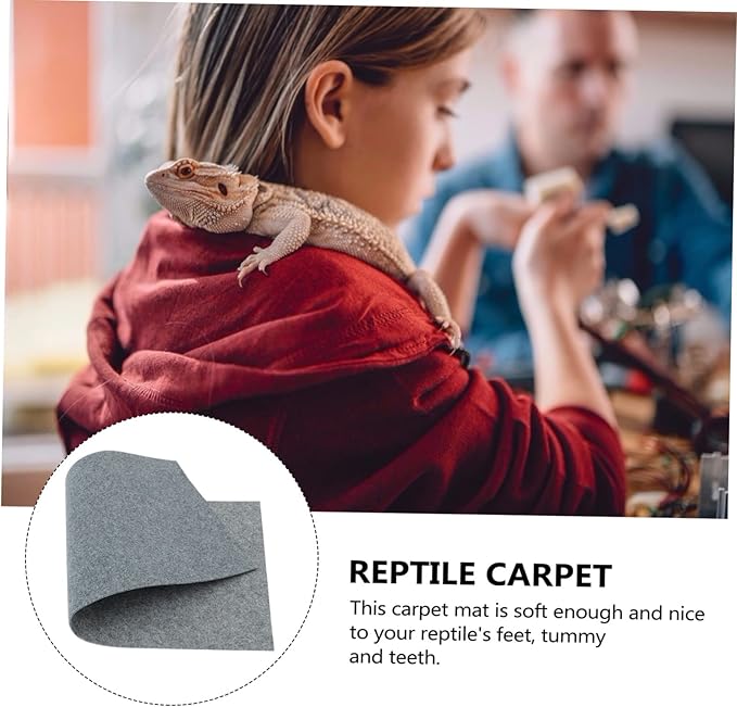 COLLBATH Terrarium Liner Reptile Carpet Mat Grey Water Absorbent Bedding for Turtles Snakes Lizards Easy to Clean Moisture Retaining Substrate