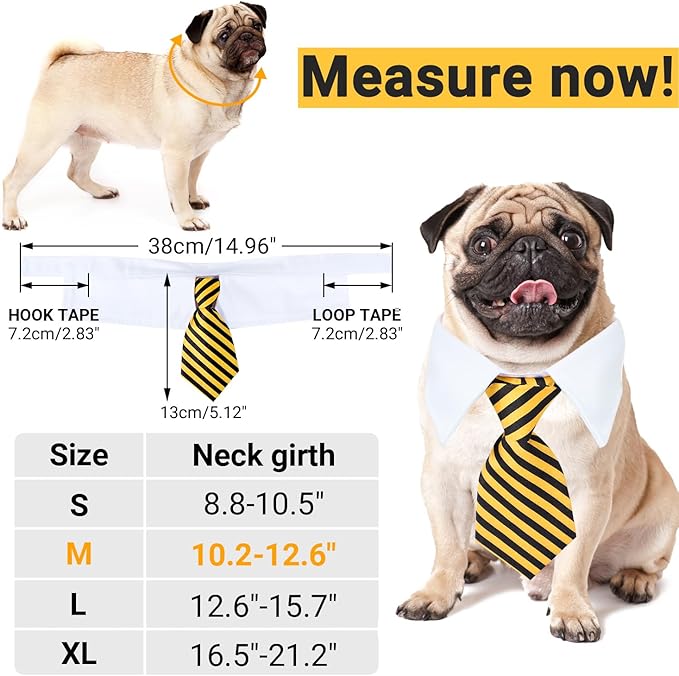 Segarty Neck Ties for Dogs, 6pcs Adjustable Dog Tie White Collar with Formal Classy Stripped Necktie for Pet Cats Small and Medium Boy Puppy Pets Tuxedo Wedding Birthday Gift
