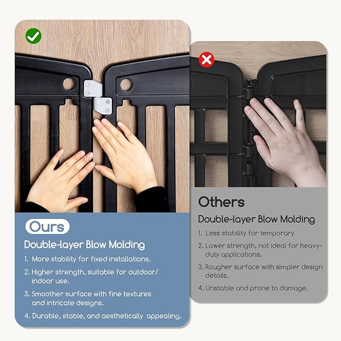 DUMOS Dog Playpen 4 Panels 24" Plastic Exercise Fence Pen with Door Small Puppy, Medium Dogs Animal Pet for Outdoor, Garden, Yard, RV Camping(Black)