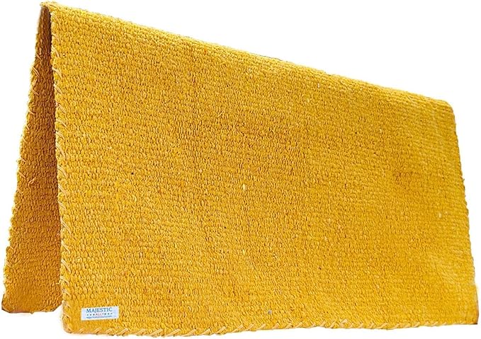 Majestic Ally Solid Color 34"x 36" Traditional Acrylic Saddle Blanket with Hemline Edges-3.7 lbs (Yellow)
