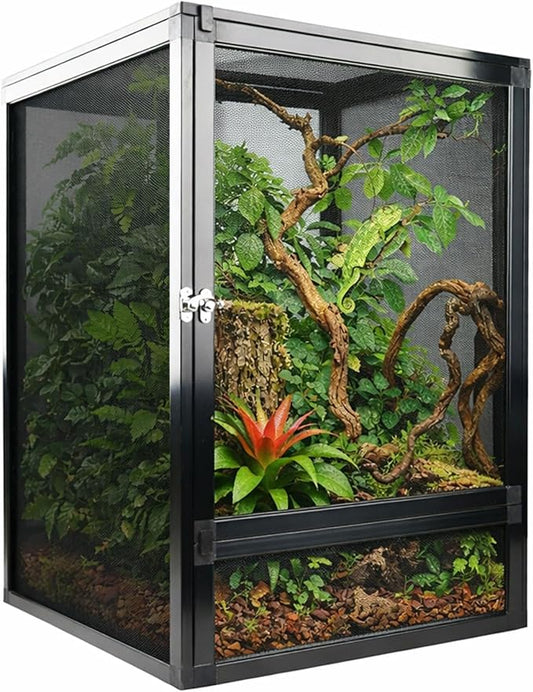 13 Gallon Reptile Enclosure 19"x13"x13" Mesh Chameleon Cage,Superior Ventilation Vertical Screen Tank for Chameleon,Crested Geckos,Leopard Geckos,Bearded Dragon,Lizards,Spider,Butterfly