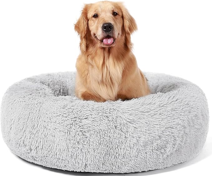 HACHIKITTY Calming Donut Cuddler Dog Bed, Indoor Puppy Beds for Large Dogs, XLarge 36''