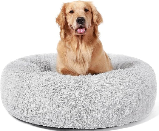 HACHIKITTY Calming Donut Cuddler Dog Bed, Indoor Puppy Beds for Large Dogs, XLarge 36''