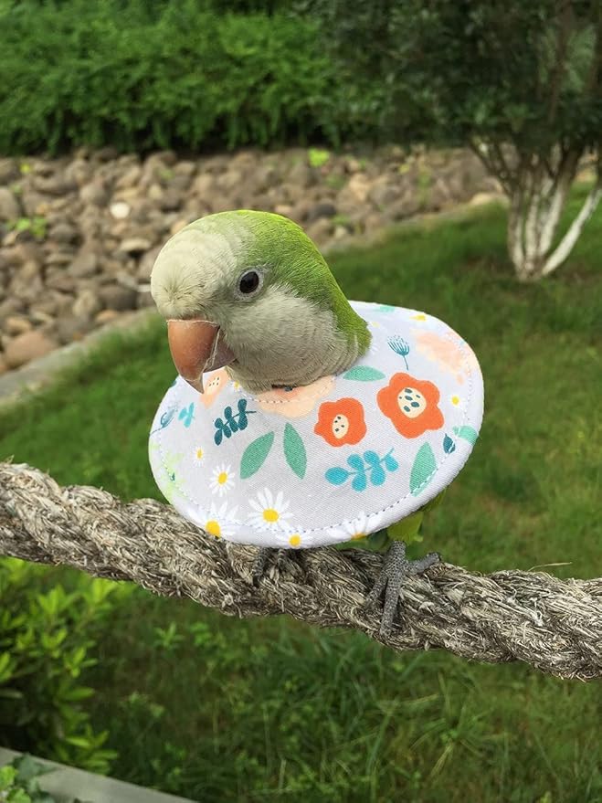 Adjustable Bird Collar - Recovery Collar Parrot Elizabeth Collar for Feather Plucking Feather Protector Shield with Soft Padded Cotton Neck Cone Anti-bite Anti-Licking Wound Healing (4XL,Flower)