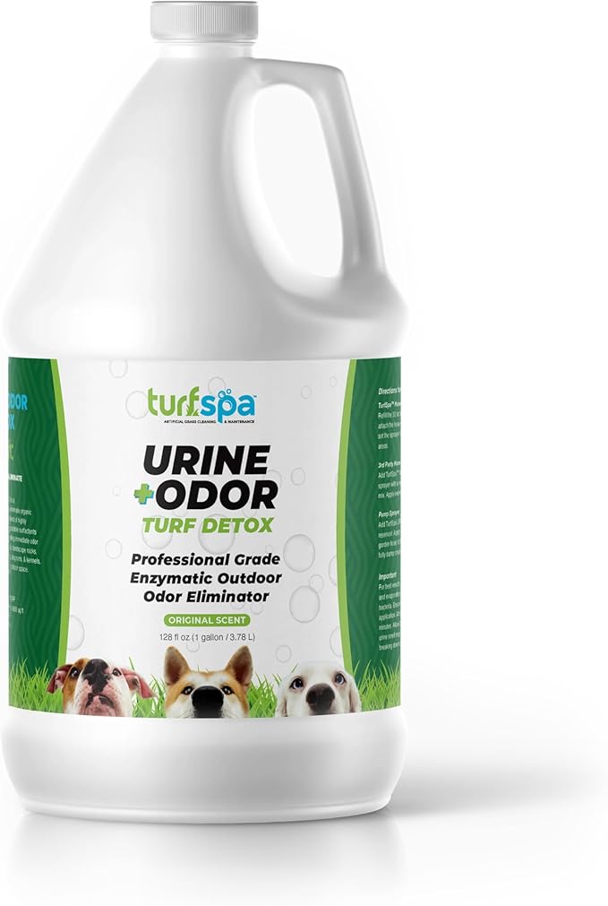 Urine & Odor Turf Detox: Gallon Refill of Professional Enzyme Cleaner & Odor Eliminator for Artificial Grass, Turf, Concrete, Patio & Kennels, Pet Urine Enzymatic Cleaner for Dogs & Cats