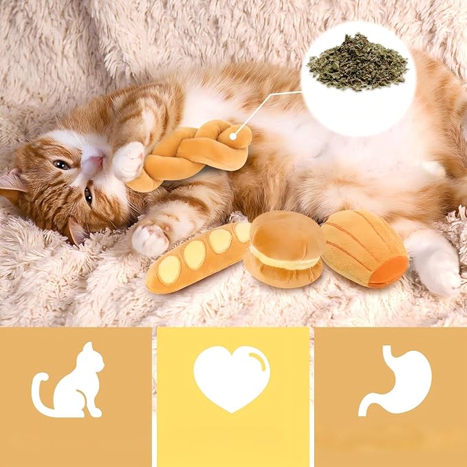Distaratie Cat Toys 6PCS Bread Catnip Toys Chew Bite Resistant Toys - Image 3