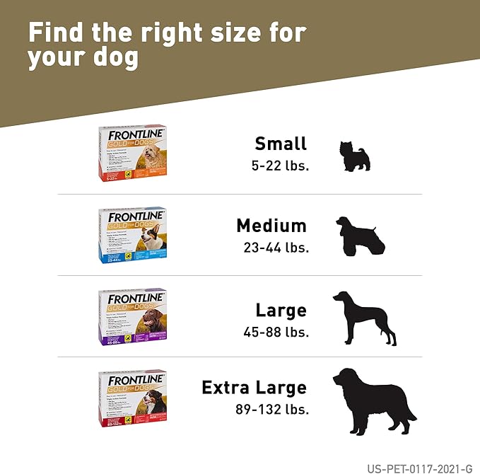 FRONTLINE Gold Flea & Tick Treatment for Medium Dogs Up to 23 to 44 lbs., Pack of 3
