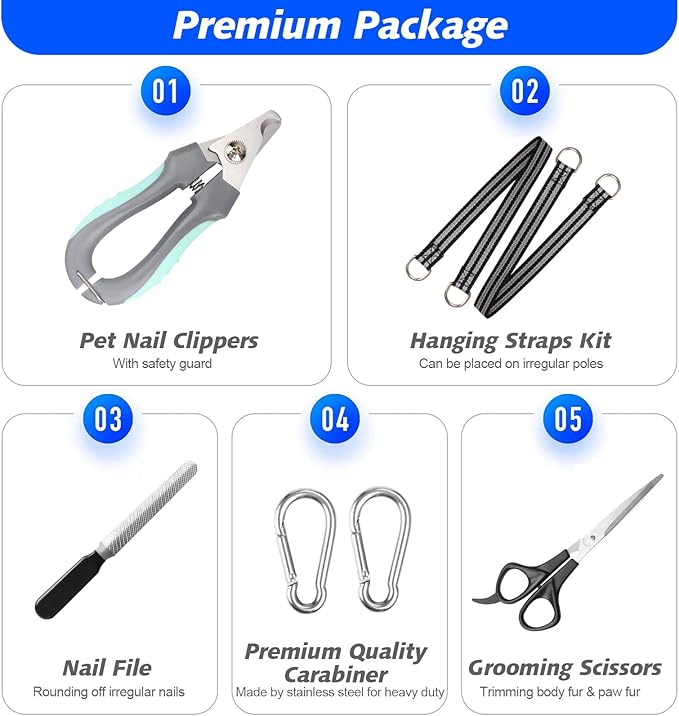 ATESON Pet Grooming Hammock for XXL Large Dogs with Nail Clippers/Nail Trimmers/Grooming Scissors, Dog Grooming Harness for Nail Trimming, Pet Grooming Sling Helper