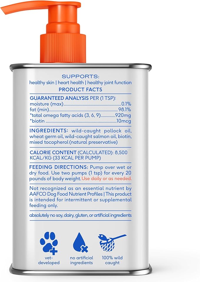 Native Pet Omega 3 Fish Oil for Dogs & Cats – Wild Alaskan Salmon Oil for Dogs Skin and Coat, Supports Joints, Heart & Shedding – Fast-Absorbing Omega 3 6 9 Liquid Supplement – 32oz