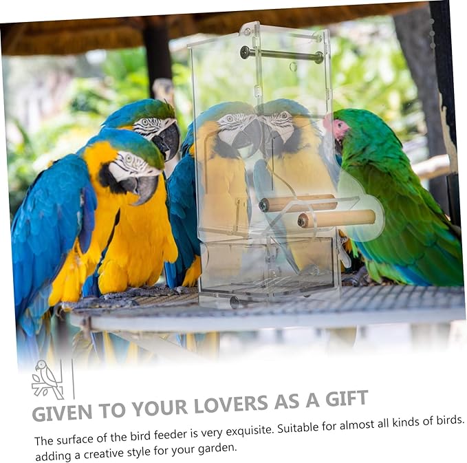 1pc Useful Bird Feeder Automatic Transparent Water Food Dispenser for Birds Acrylic Container for Parrots Canaries Larks and More for Outdoor Use