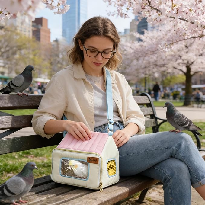 Bird Travel Carrier - Portable Breathable Warm Pet Supplies with Stainless Steel Tray | Bird Carrier Travel Cage | for Animal Pigeon Offices Outing Vehicle Car Road Trip Daily Indoor Outdoor
