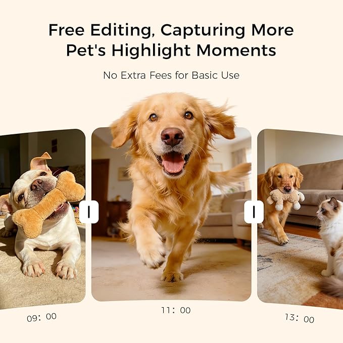 2026 3K Pet Camera Treat Dispenser, 32ft Remote Tossing for Dogs & Cats – Reduces Separation Anxiety, 360° View, Security Indoor Cam w/ Phone App, Barking Alerts, No Subscription, 5G WiFi, Robot M3