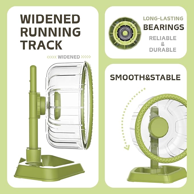Hamster Wheel, Quiet Spinner Hamster Running Exercise Wheel with Adjustable Stand for Small Animals Syrian Dwarf Gerbils Mice (Green, Large(9.4 inch))