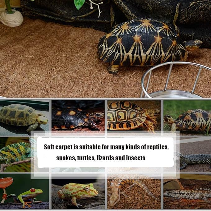 Hamiledyi Reptile Carpets 4Pcs Natural Coconut Fiber Tortoise Carpet Mats for Pet Terrarium Liner Reptile Supplies for Lizard Snake Chameleon Turtle Bedding Bunny Rabbit Mat