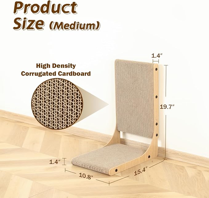 Zakkart 2-Pack L-Shaped Cat Scratching Board, Cardboard, 19.7" Tall (M) - Image 4