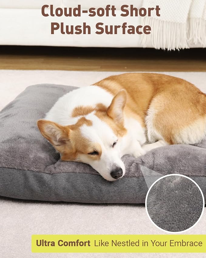 NUPIDA Dog Bed for Crate for Medium Size Dog, Machine Washable Bed Plush Pet Kennel Pad with Non-Slip Bottom, Pet Sleeping Mat, 29x18 Inch, Dark Gray