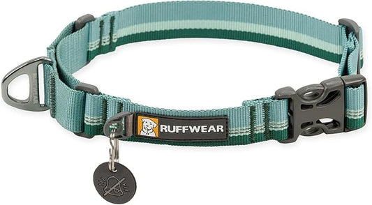 Ruffwear, Web Reaction Dog Collar, Escape-Proof Security Buckle, Adjustable Anti-Slip Martingale Collar with Durable Nylon Tubelok Webbing & Silent ID Attachment, River Rock Green, 23"-26"