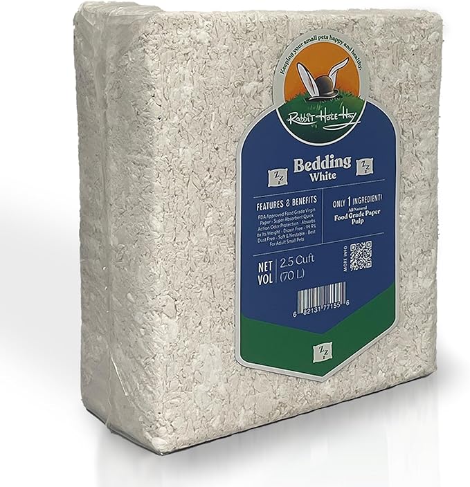 Rabbit Hole Hay - Ultra Premium Food Grade Bedding, White, 2.5 cu ft - Dust-Free & Hypoallergenic
