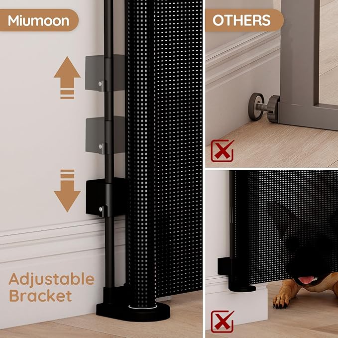 Miumoon One-Hand Operation Retractable Baby Gates, 200 inch Retractable Gate with Reinforced Strip Design to Prevent Crawling Through, 16 FT Outdoor Retractable Gates Extra Wide for Garage
