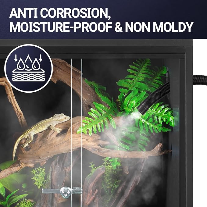 REPTI ZOO 35 Gallon PVC Reptile Tank, Reptile Terrarium for Crested Gecko Frog Lizard Snake Turtle Hermit Crab, 36x18x12 inch Leopard Gecko Enclosure with Sliding Door & Screen Ventilation