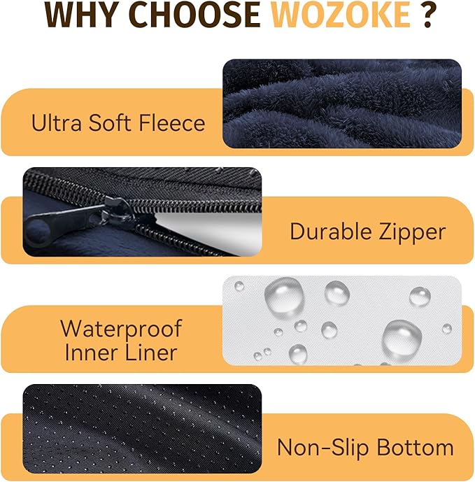 Orthopedic Dog Bed for Medium Dogs, Waterproof Dog Bed with Removable Bolsters, Egg Crate Foam Pet Couch for Medium Size Dog with Machine Washable Cover & Non-Slip Bottom, Navy