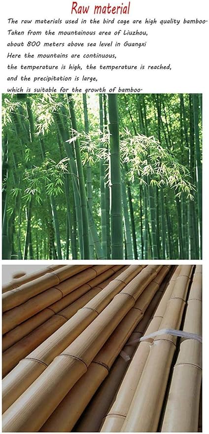 Traditional Chinese Style Bamboo Bird Cage Classic Round Carving Bird Carrier Garden Decor