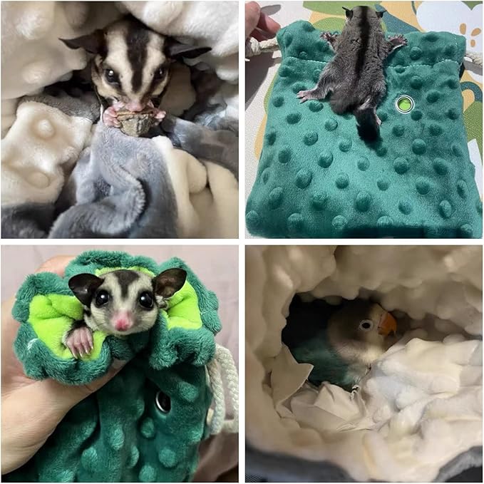 2 Pack Sugar Glider Bonding Pouch - Soft Sleeping Pouch with Breathable Vent & Drawstring Portable Travel Bag Small Animal Carrier for Sugar Glider Squirrel Hamster Rats Hedgehog Bird Parrot (2 Pack)