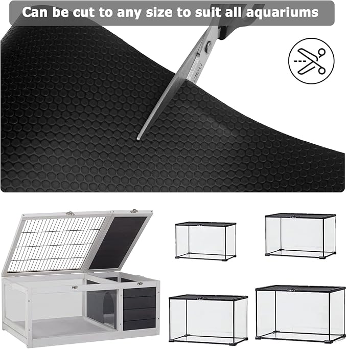 120 Gallon Reptile Terrarium Mat Liner, 96" X 24" Bearded Dragon Tank Accessories, Bearded Dragon Substrate flooring for 4x2x2 Reptile Enclosure, Reptile Bedding Carpet for Gecko,Lizard, Black