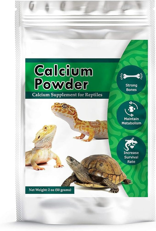 CoCoo Reptile Calcium Powder, Ideal for Leopard Geckos, Chameleons, Iguanas, Turtles, Chicken & Dog, Avoid Vitamin D3 Overdose in Bearded Dragons, Lizards Love It, Energy-Rich Additional Feed, 2 oz.
