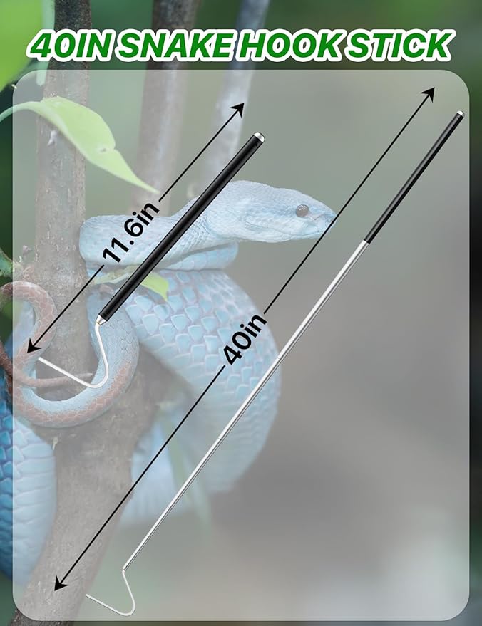Snake Hook 40" – Telescopic Stainless Steel Reptile Grabber Stick for Safely Handling Snakes and Lizards, Lightweight & Portable Catcher Tool