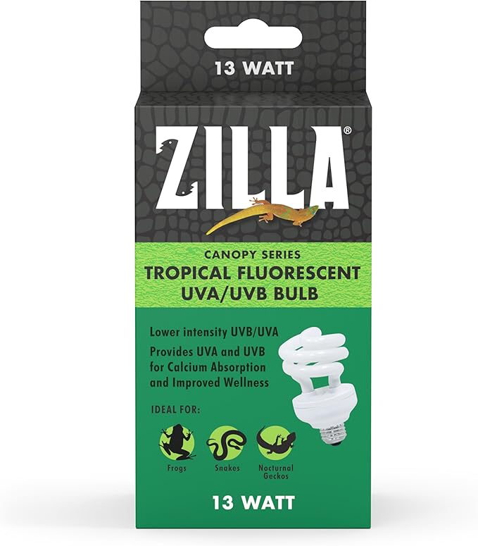 Zilla Canopy Series Fluorescent UVB/UVA Bulbs Tropical 13 W,White, 3.875 in