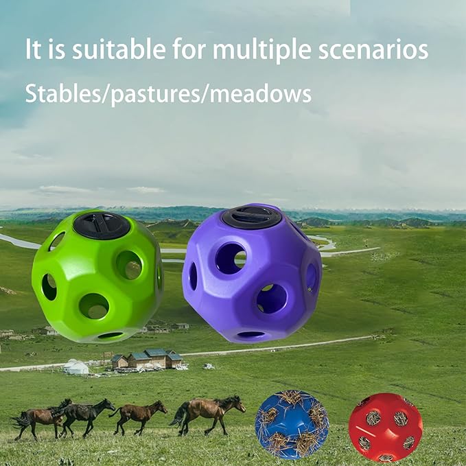 Hay Ball for Horses, 15.75" Large Capacity Hay Feeder for Horses, Slow Feeding Design Horse Treat Ball, Safe Durable Horse Stall Toys, Slow Feeder Ball for Stalls, Ranches, Pastures(Blue)