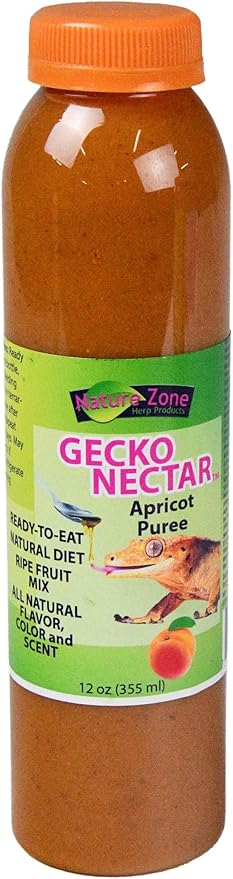 Nature Zone Crested Gecko Food - Apricot Nectar Puree, 12 oz, for Crested Geckos, Gargoyle Geckos, Day Geckos & Other Fruit Eating Geckos