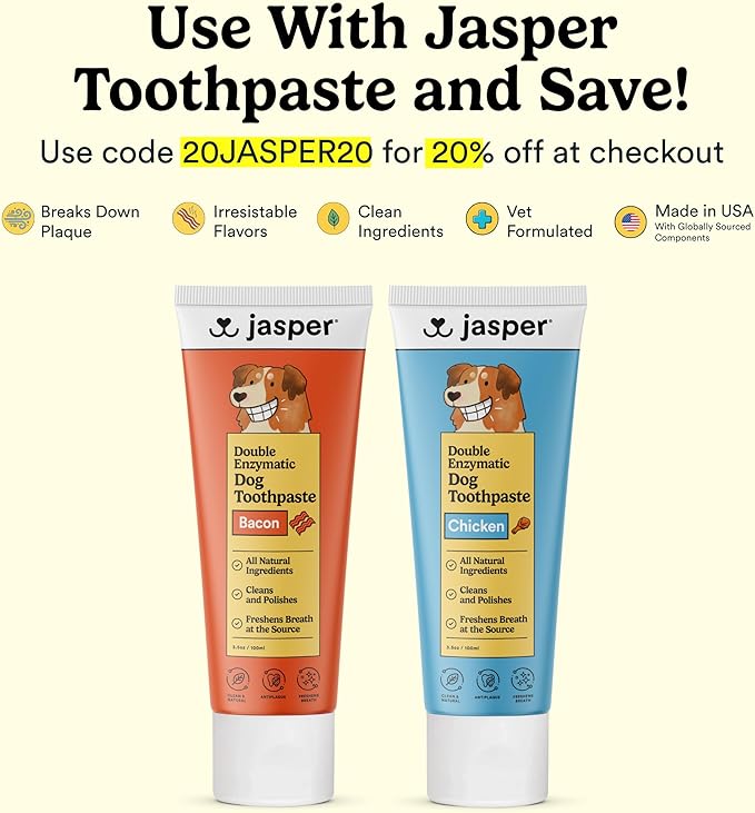 Jasper Dog Toothbrush, 360 Dog Tooth Brushing Kit, Finger Toothbrush, Cat Tooth Brush, Teeth Cleaning, Pet Tooth Brush for Small & Large Pets, Pet Toothpaste Not Included, 2-Pack Blue