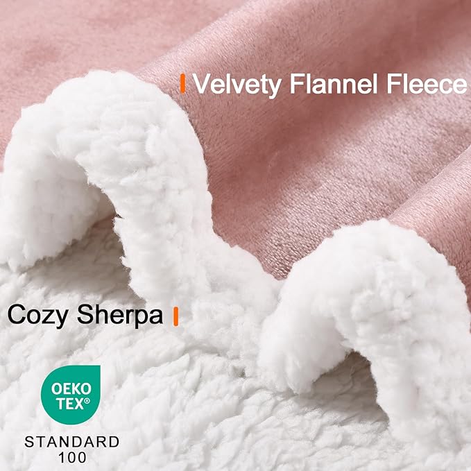 Smiry Waterproof Blanket Throw for Large Dogs, Soft Reversible Dog Blanket for Sofa Couch Bed, Washable Leakproof Sherpa Fleece Furniture Couch Protector(50"x60", Pink/White)