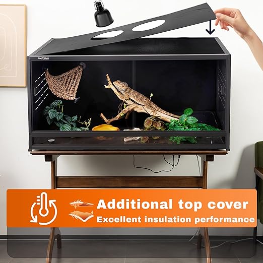 PVC Reptile Enclosure 48"x24"x24" Space Efficient Reptile Terrarium 120 Gallon Large Tank for Bearded Dragon Lizard Snake, Wide Breeding Vivarium Area with Sliding Glass Doors Combination Lock