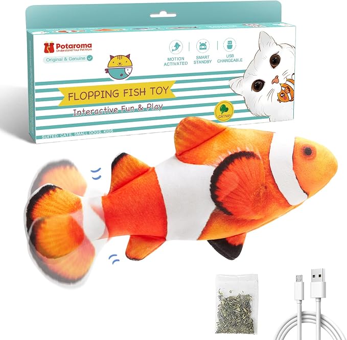 Potaroma Cat Toys Flopping Fish with SilverVine and Catnip by Potaroma