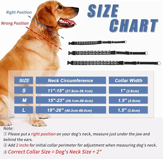 Martingale No Pull Dog Collar - Heavy Duty Nylon with Buckle, Adjustable Anti Pull Reflective Slip Collar for Large Medium Small Dog Training Walking L Black