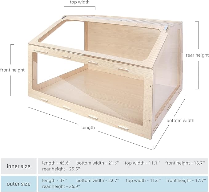 Niteangel Vista Hamster Cage W/Oblique Opening Cage Door - MDF Aspen Small Animal Cage for Syrian Dwarf Hamsters Degus Mice or Other Similar-Sized Pets (Large - 47.1 x 22.7 x 26.9 inches, Burlywood)