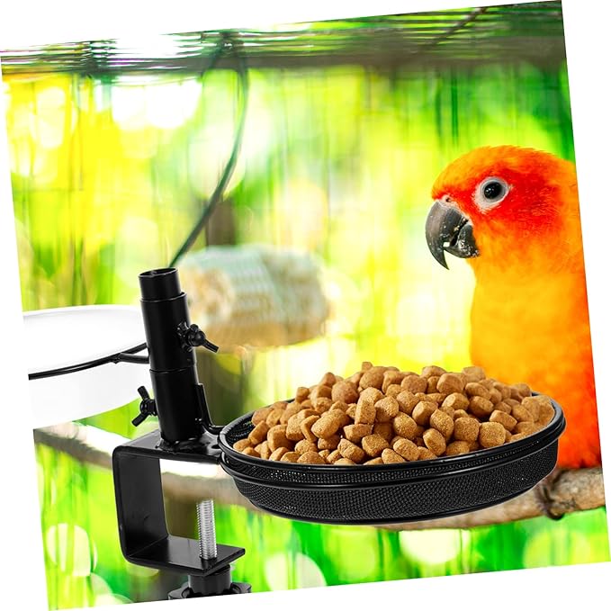 Bird Food Container Double Bowl Bird Feeder Water Dispenser for Garden and Backyard Metal Construction Easy to Install