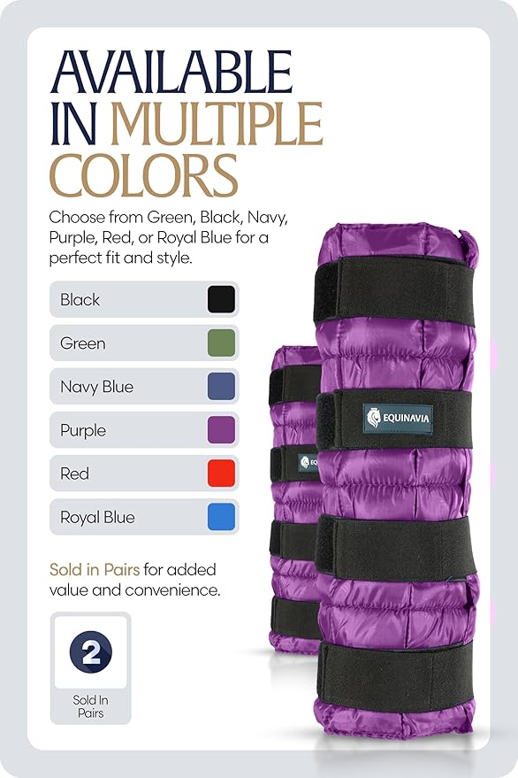 Equinavia Cool Relief Therapy Ice Boots Leg Wraps Pair for Horses, Gel Pack with Adjustable Straps | 16.5" x 15.5" with Storage Bag - Purple - Pair - One Size