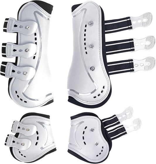 Horse Tendon Boots, Fetlock Boots & Open Front Boots for Jumping, Set of 4, Horse Protection Leg Guard