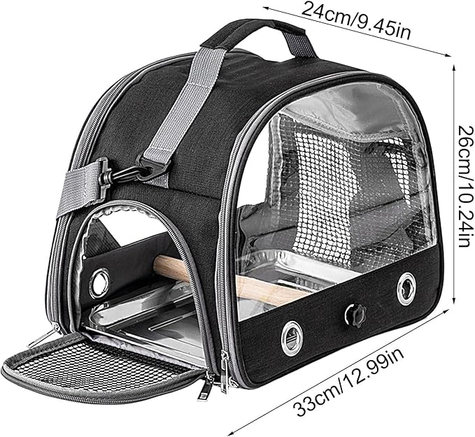 Bird Travel Cage - 33x24x26cm Small Parrot Bird Travel Cage, Lightweight Backpack for Parrot with Shoulder Strap | Portable Small Animal Carrier | Portable Birds Backpack for Budgies, Parakeets, Gent