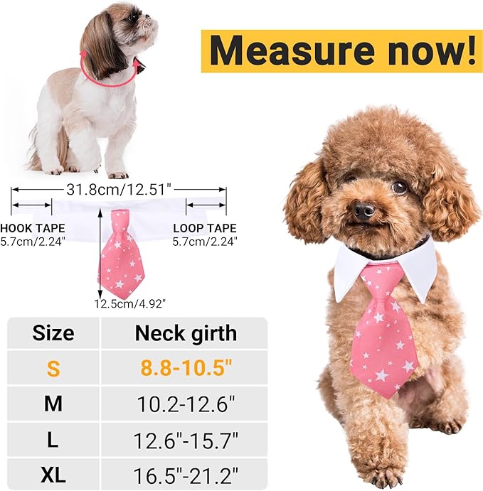 Segarty Cat Neck Tie, 6 Pack Cat Necktie with Suit White Collar Adjustable, Pet Tuxedo Costume Outfits for Male Boy Small Dogs Puppies Birthday, Valentine's Day, Wedding