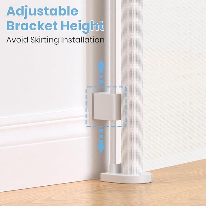 HAMOPY 120 Inch Reinforced Strip Extra Wide Retractable Baby Gate, 33" Tall, Prevent Crawling Through, Wide Extra Long Child Safety Gate for Indoor Baby Fence, Outdoor, Stairs, Deck(White)