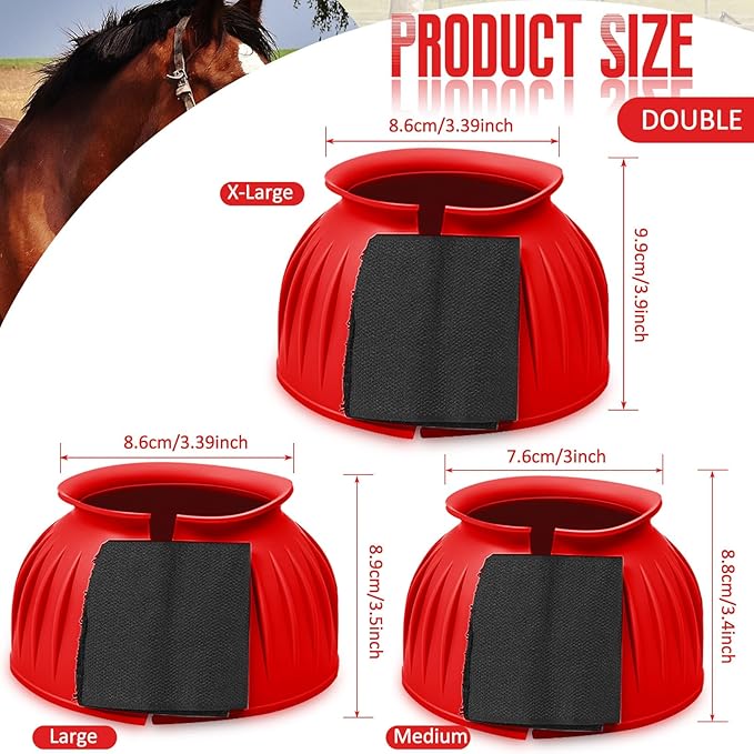 Abbylike Bell Boots for Horses 1 Pair/2 Pair Available, Protect Against Hoof Impact Trauma, Rubber Bell Boots Horse Care for Turnout, No Rub Design Wrap Hook and Loop